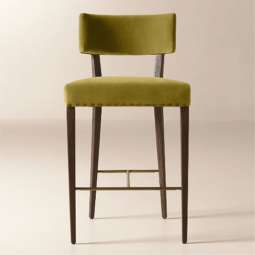Arlo Olive Green Velvet Counter Stool Set of 2