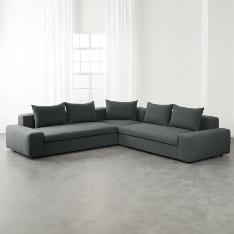 Oversized Sofas Cb2 Arlo 3 Piece Iron Grey Wide Arm Sectional Sofa