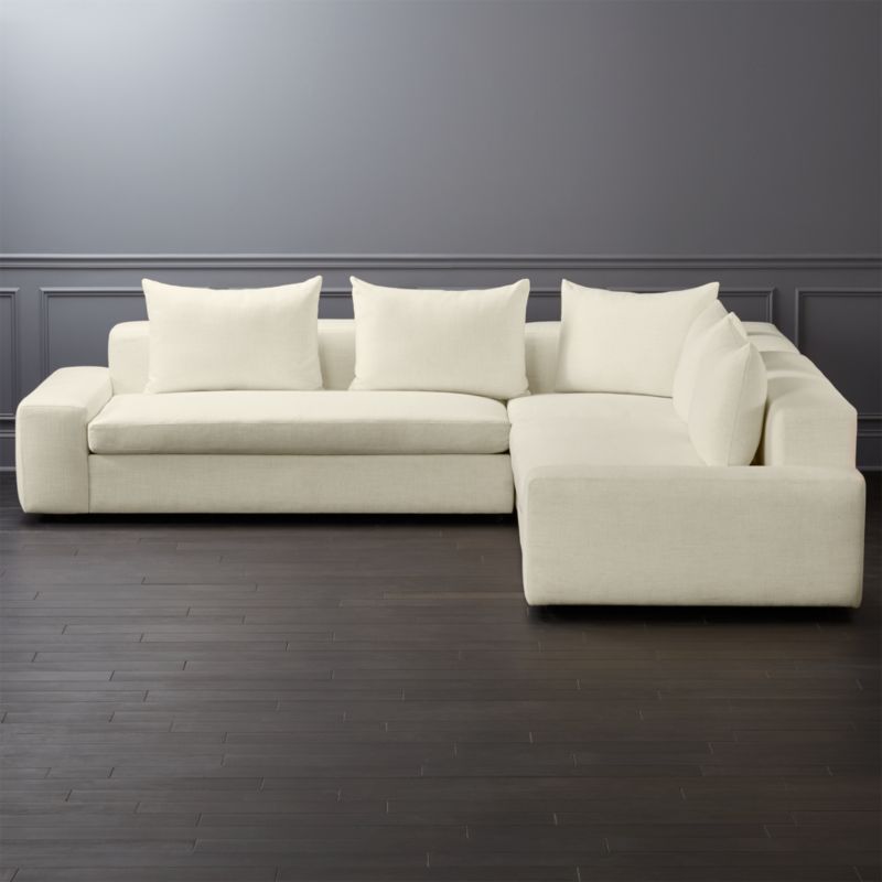 Modern Linen Sofas Cb2 Arlo 3 Piece Snow Wide Arm Sectional Sofa