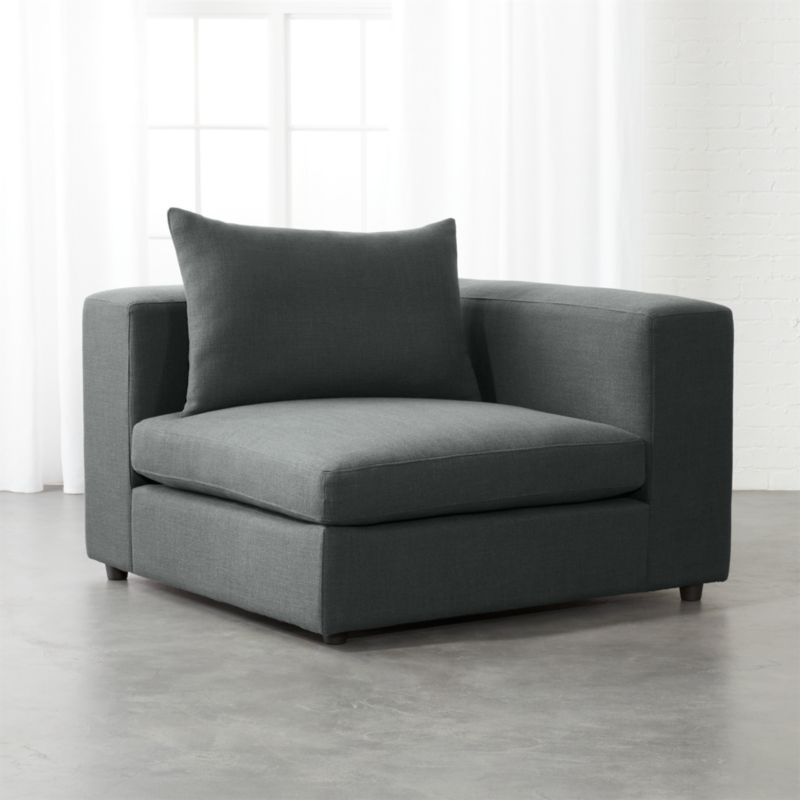 Corner Chairs Cb2 Arlo Iron Grey Wide Arm Corner Chair