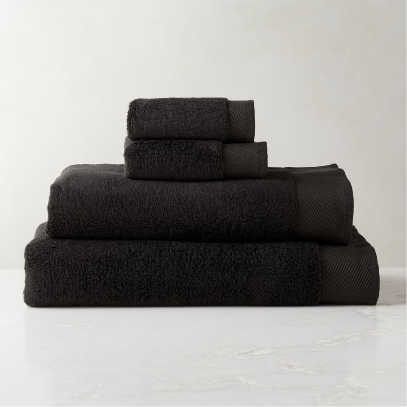Arlow Organic Cotton Black Bath Towels | CB2 Canada