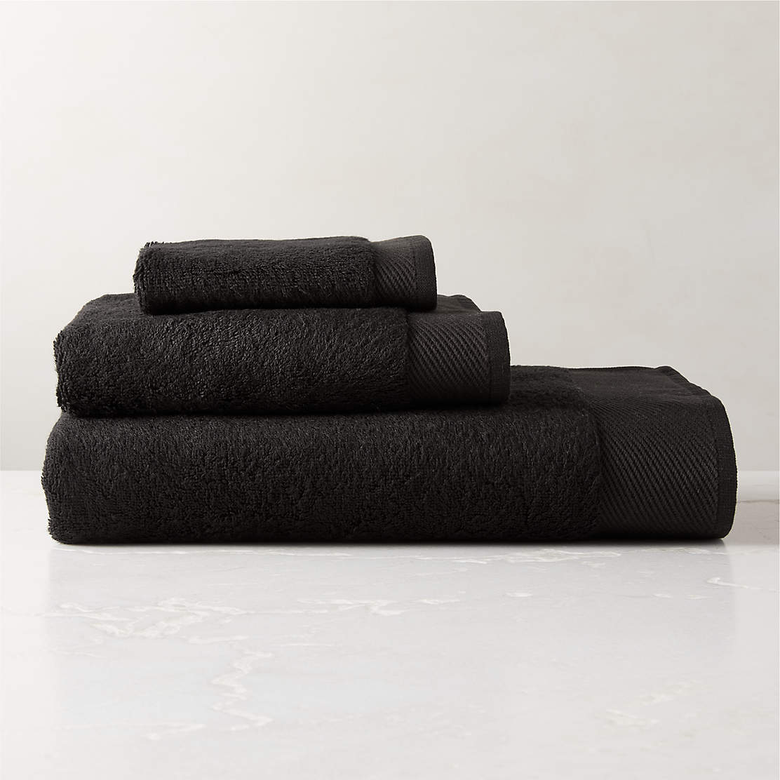 Brooks Organic Cotton Black Bath Towel Set + Reviews | CB2