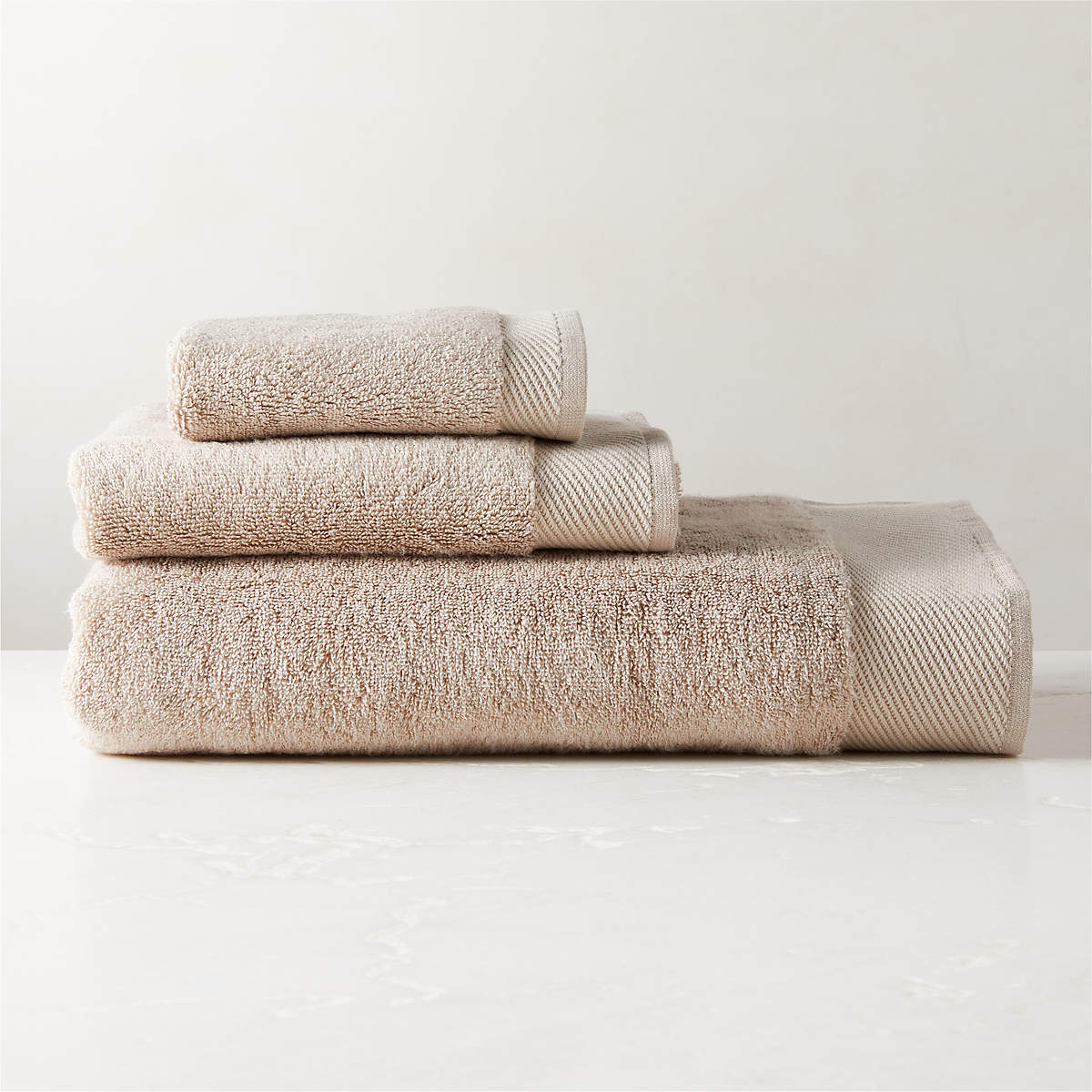 Arlow Organic Cotton Beige Bath Sheet Set + Reviews | CB2