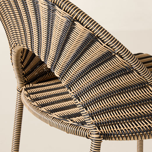 Arly Black and Light Brown Striped All-Weather Rattan Outdoor Counter Stool