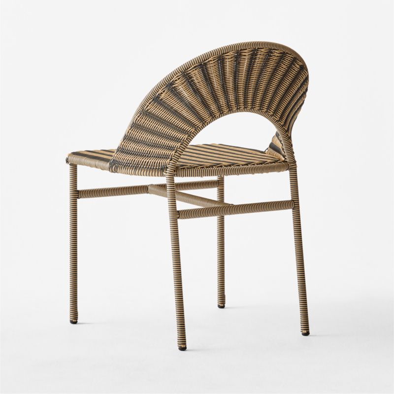 Arly Black and Light Brown Striped All-Weather Rattan Outdoor Dining Chair - image 5 of 7