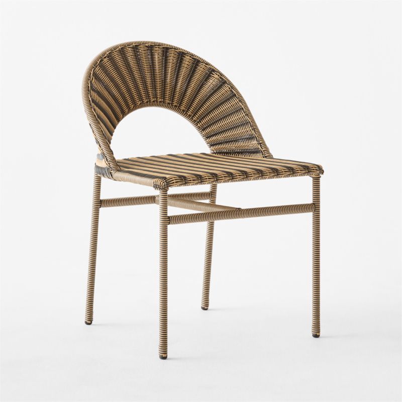 Arly Black and Light Brown Striped All-Weather Rattan Outdoor Dining Chair - image 3 of 7