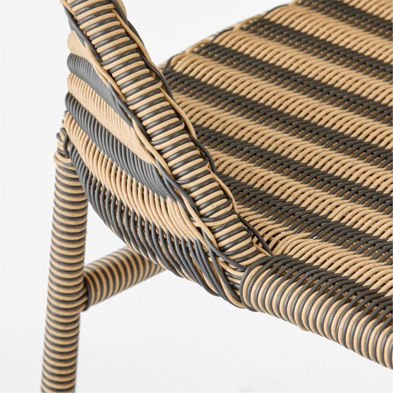 Arly Black and Light Brown Striped All-Weather Rattan Outdoor Dining Chair - image 6 of 7