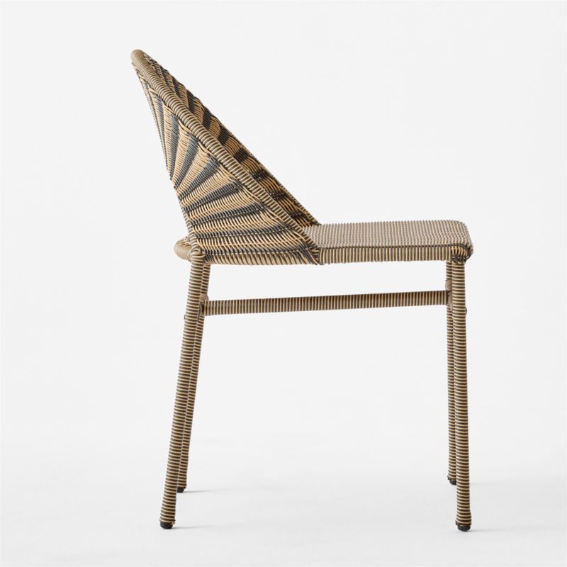 Arly Black and Light Brown Striped All-Weather Rattan Outdoor Dining Chair - image 4 of 7