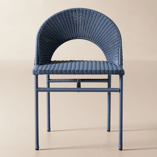 Arly Blue All-Weather Rattan Outdoor Dining Chair Set of 4