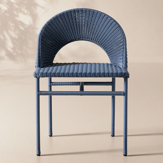Arly Blue All-Weather Rattan Outdoor Dining Chair Set of 4