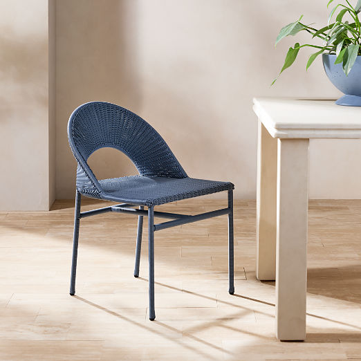 Arly Blue All-Weather Rattan Outdoor Dining Chair Set of 4