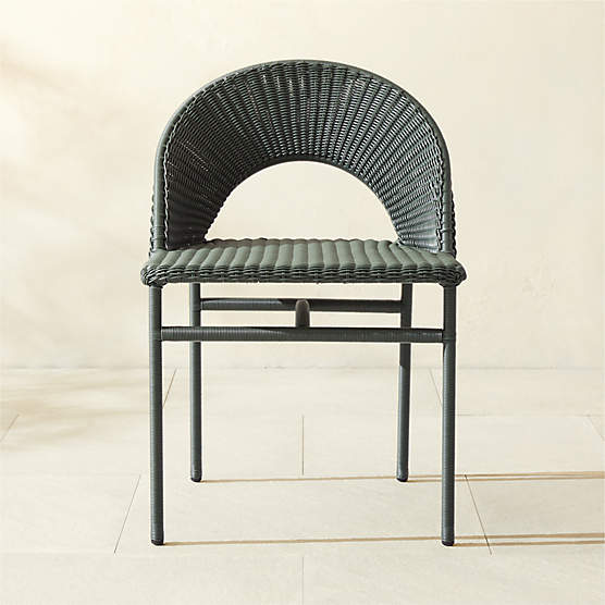 Arly Green All-Weather Rattan Outdoor Dining Chair