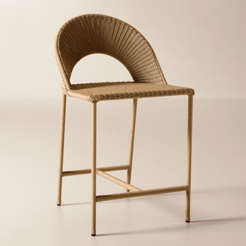 Arly Light Brown All-Weather Rattan Outdoor Counter Stool - image 2 of 6