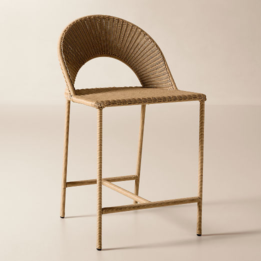 Arly Light Brown All-Weather Rattan Outdoor Counter Stool