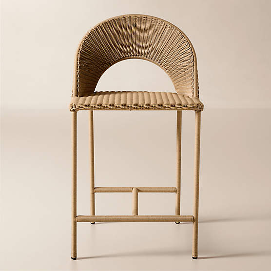 Arly Light Brown All-Weather Rattan Outdoor Counter Stool
