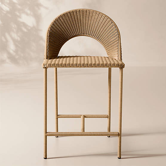 Arly Light Brown All-Weather Rattan Outdoor Counter Stool