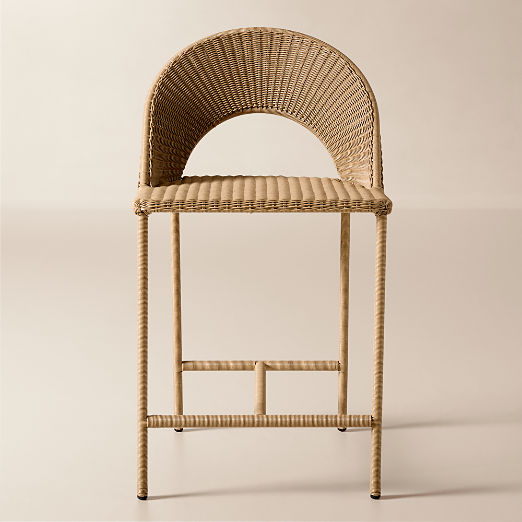 Arly Light Brown All-Weather Rattan Outdoor Counter Stool Set of 4