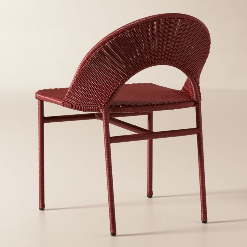 Arly Red All-Weather Rattan Outdoor Dining Chairs Set of 4 - image 4 of 6