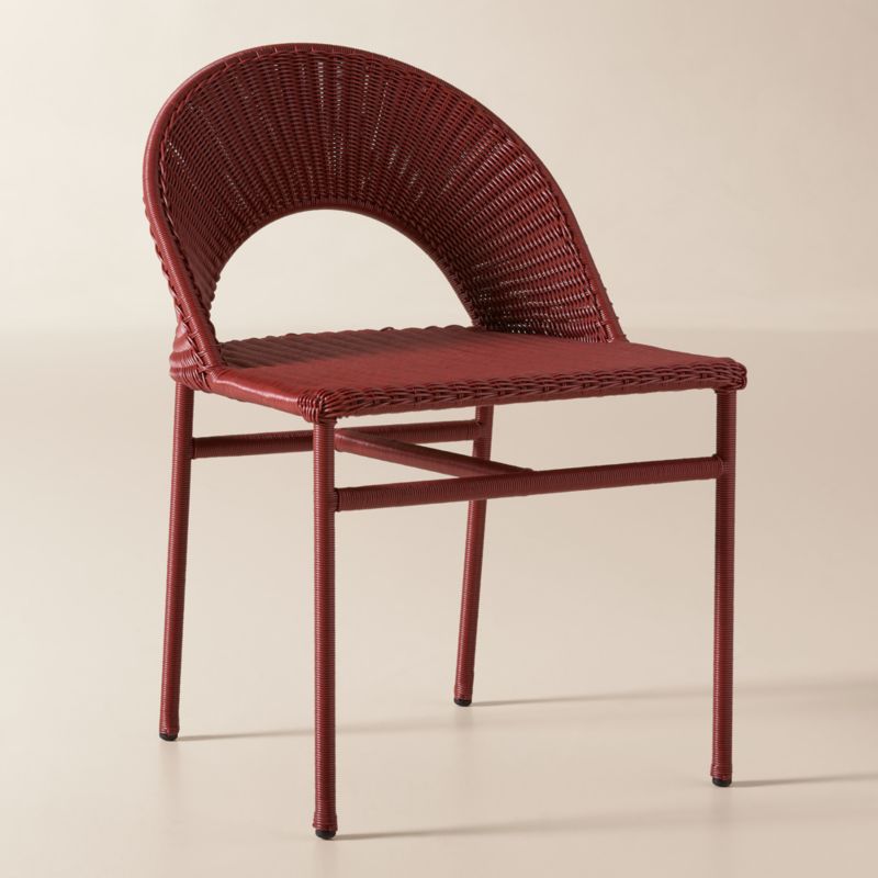 Arly Red All-Weather Rattan Outdoor Dining Chairs Set of 4 - image 2 of 6