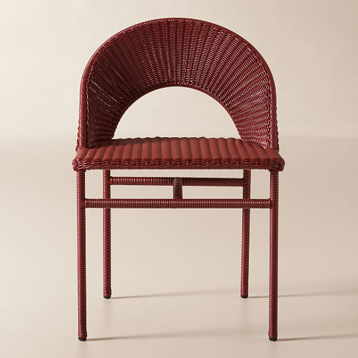 Arly Red All-Weather Rattan Outdoor Dining Chair Set of 4