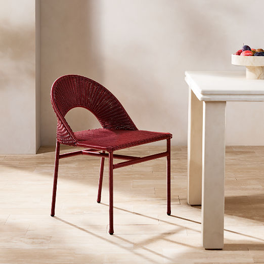 Arly Red All-Weather Rattan Outdoor Dining Chair Set of 4