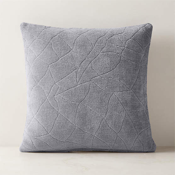 Arman Grey Cotton Chenille Throw Pillow with Feather-Down Insert 20"