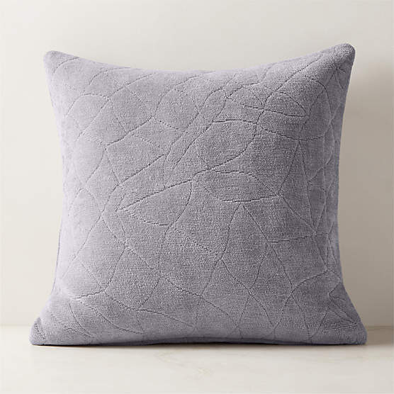 Arman Grey Cotton Chenille Throw Pillow with Feather-Down Insert 23"x23"