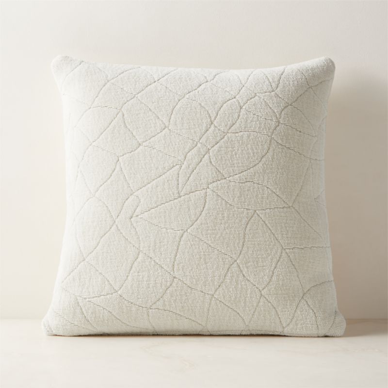 Arman Warm White Cotton Chenille Throw Pillow with Down-Alternative Insert 20" - image 0 of 4