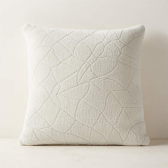 Arman Warm White Cotton Chenille Throw Pillow with Feather-Down Insert 20"