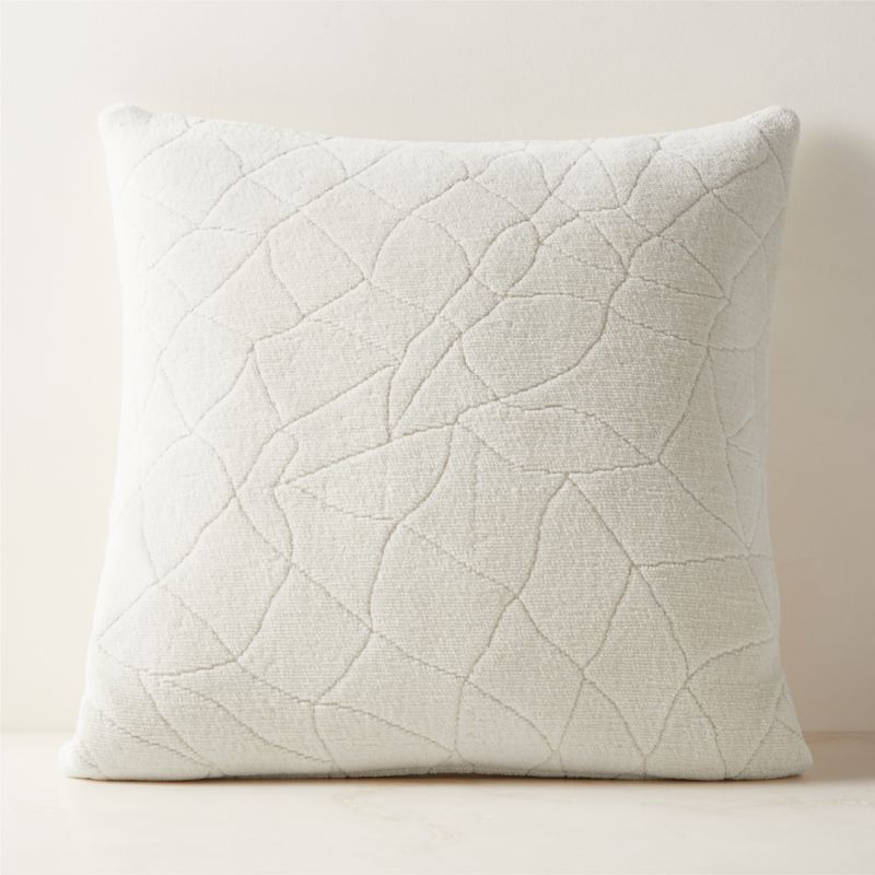 Arman Warm White Cotton Chenille Throw Pillow with Down-Alternative Insert 23" - image 0 of 4