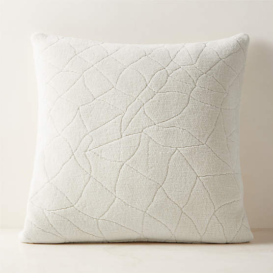 Arman Warm White Cotton Chenille Throw Pillow with Down-Alternative Insert 23"