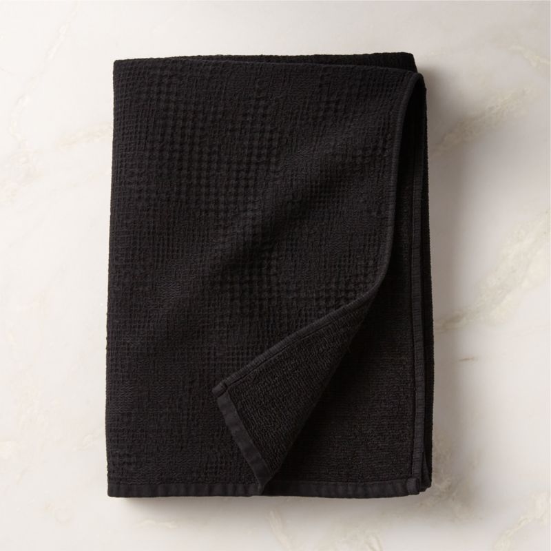 Armela Organic Cotton Black Waffle Bath Towel CB2