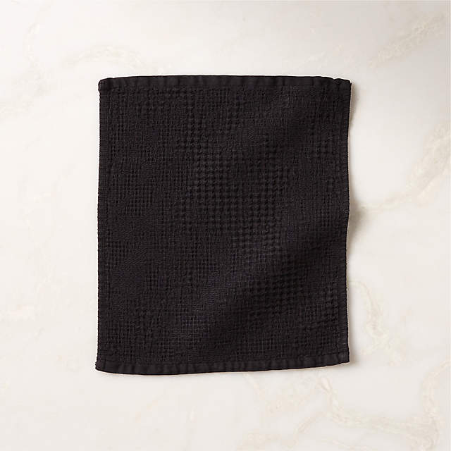 Black Waffle Weave Cotton Bath Towel