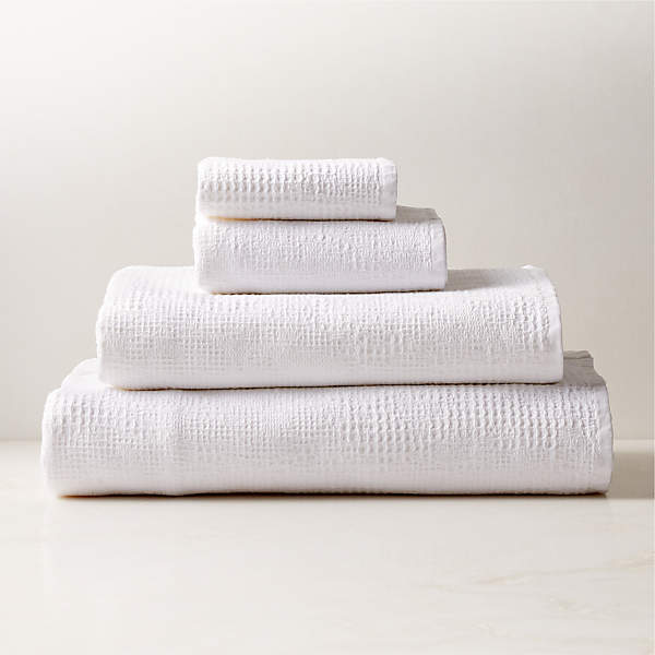 Waffle Body Towel • Linen Cotton • White — Amphitrite Studio