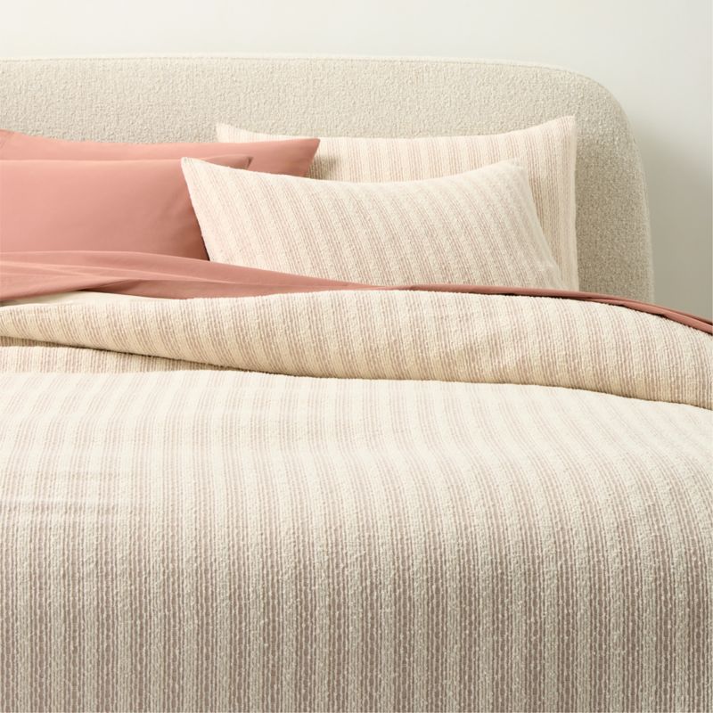 Armona White with Taupe Jacquard Cotton and Linen Full/Queen Duvet Cover - image 0 of 4