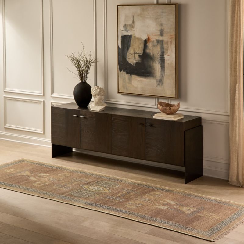 Aronne Hand-Knotted Mauve New Zealand Wool Runner Rug 3.5'x12' - image 1 of 4