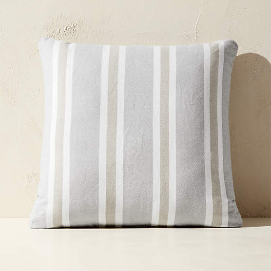 Arreti Cool Grey Striped Outdoor Throw Pillow 20"x20"