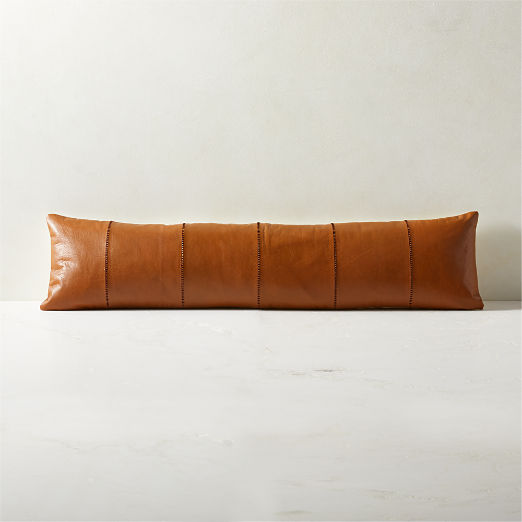 48"x12" Artigo Brown Leather Throw Pillow