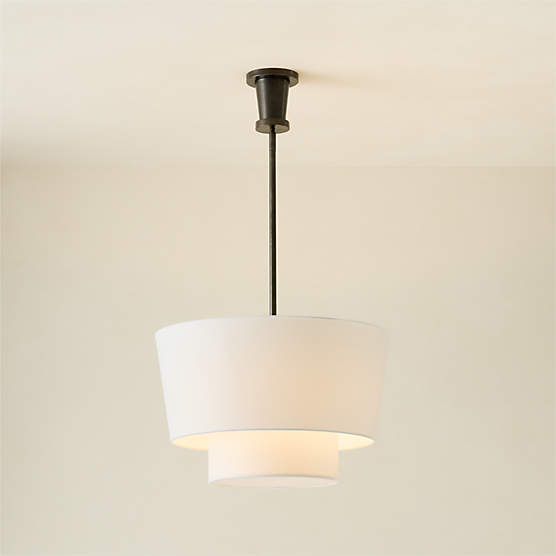 Ascot Blackened Brass Drum Pendant Light