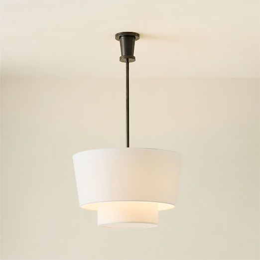 Ascot Blackened Brass Drum Pendant Light