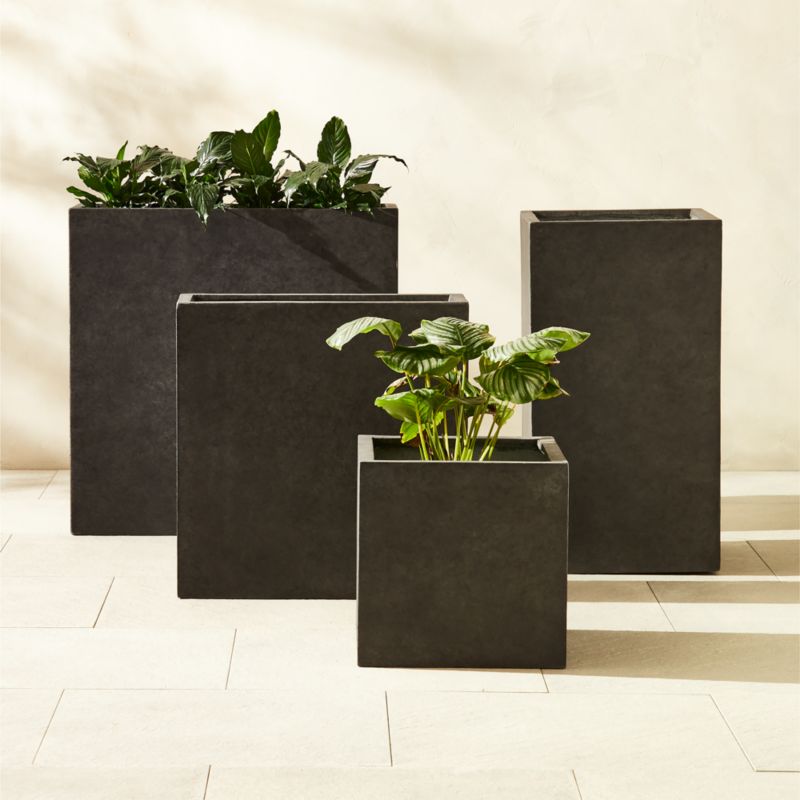 Ash Square Dark Grey Cement Indoor/Outdoor Planter Tall - image 2 of 9