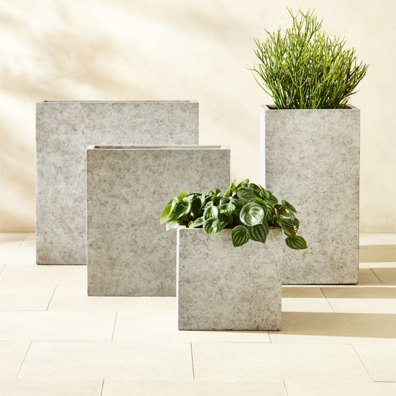 Ash Square Grey Cement Indoor/Outdoor Planter Tall - image 2 of 6