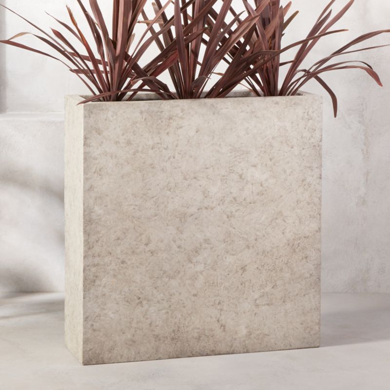 View Ash Rectangular Grey Cement Indoor/Outdoor XL Planter 25.5"H details