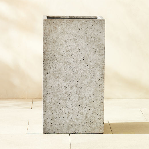 Ash Square Grey Cement Indoor/Outdoor Planter Tall