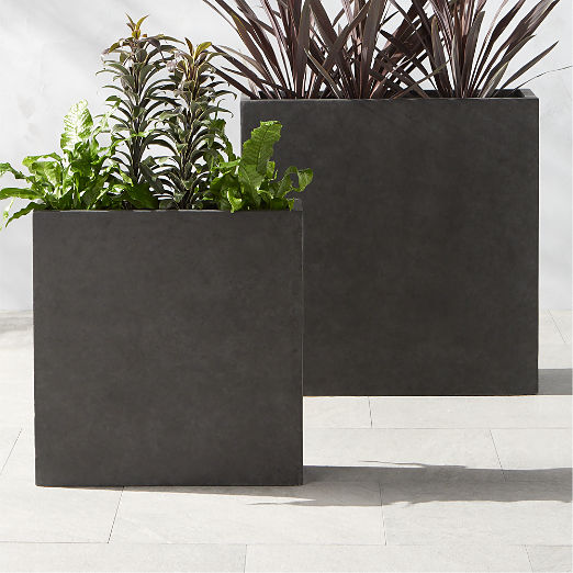 Ash Rectangular Dark Grey Cement Outdoor Planters