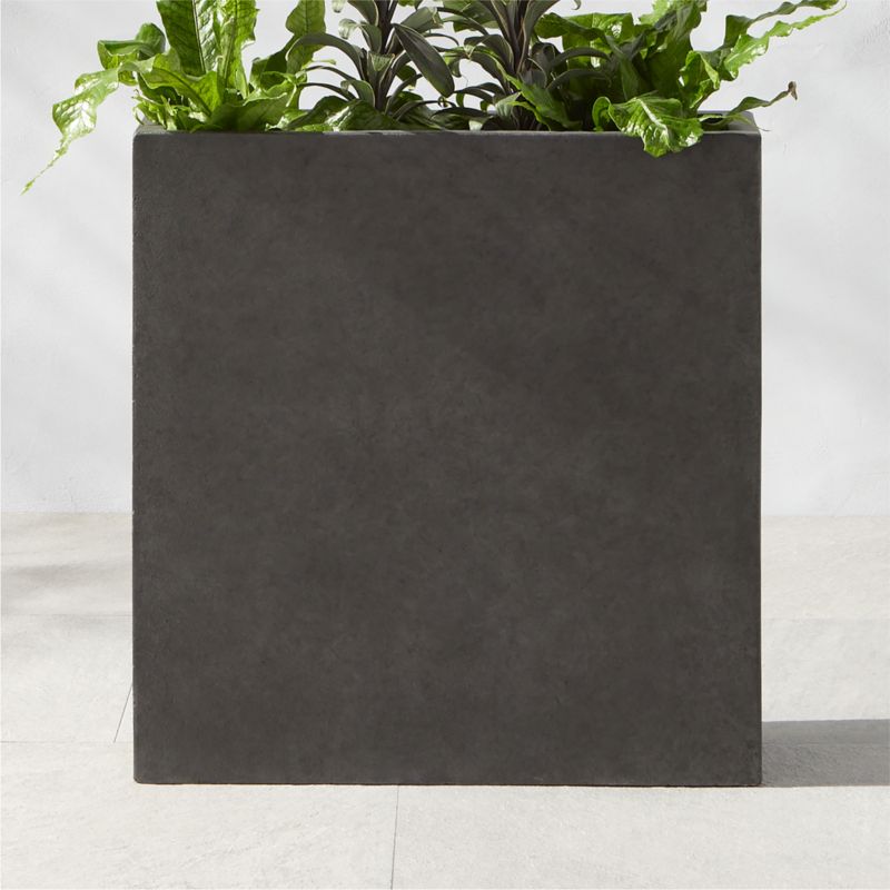 Ash Rectangular Dark Grey Cement Outdoor Planter Large - image 3 of 9