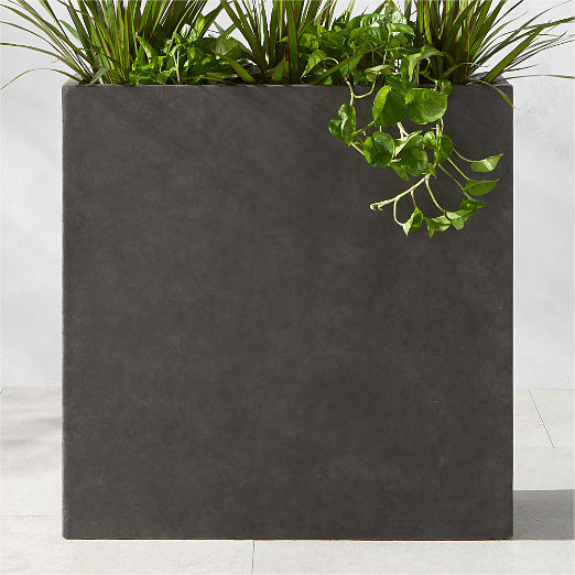 Ash Rectangular Dark Grey Cement Outdoor Planter XL