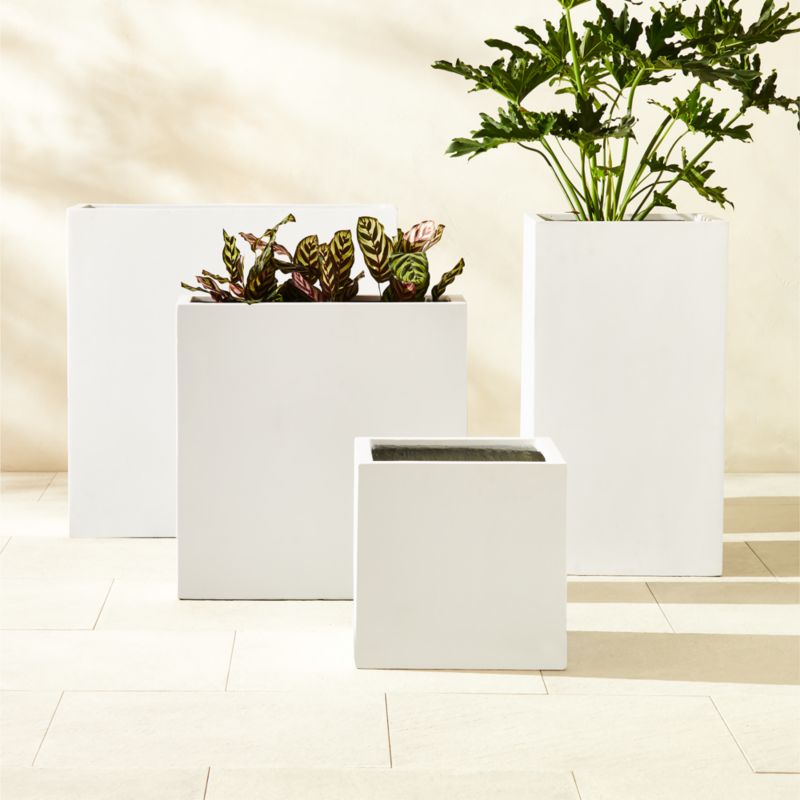 Ash Square White Cement Indoor/Outdoor Planter Tall - image 2 of 6