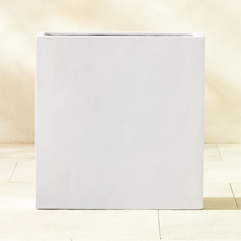 Ash Rectangular White Cement Indoor/Outdoor Planter Large - image 0 of 6