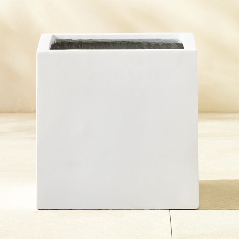 Ash Square White Cement Indoor/Outdoor Planter Small - image 0 of 6